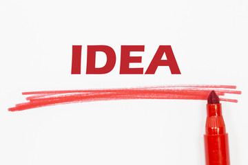 IDEA word written with red marker