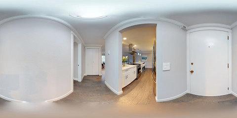 3d illustration spherical 360 degrees, a seamless panorama of hallway