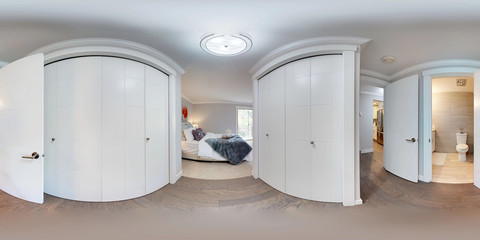 3d illustration spherical 360 degrees, a seamless panorama of hallway