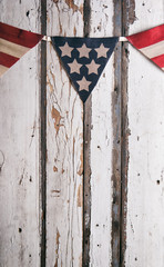Summer: American Flag Banner Over Painted Wood Background
