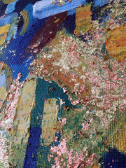 Autumn abstract painting art with natural acrylic textures on the canvas.