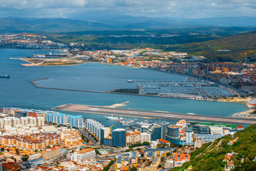 Fototapeta premium View over Gibraltar city and sea port from the top of the rock