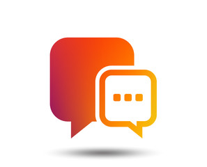 Naklejka premium Chat sign icon. Speech bubble with three dots symbol. Communication chat bubble. Blurred gradient design element. Vivid graphic flat icon. Vector