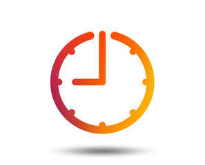 Clock time sign icon. Watch or timer symbol. Blurred gradient design element. Vivid graphic flat icon. Vector