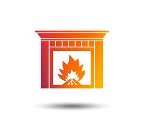 Burning fireplace icon. Heat symbol. Fire flame sign. Blurred gradient design element. Vivid graphic flat icon. Vector