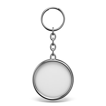 Blank metal trinket with a ring for a key circle shape 3D