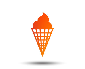 Ice Cream in waffle cone sign icon. Sweet symbol. Blurred gradient design element. Vivid graphic flat icon. Vector
