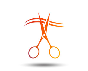 Scissors cut hair sign icon. Hairdresser or barbershop symbol. Blurred gradient design element. Vivid graphic flat icon. Vector