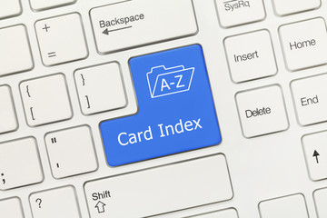 White conceptual keyboard - Card Index (blue key)