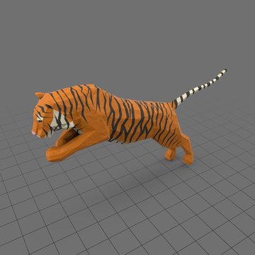 Stylized tiger jumping