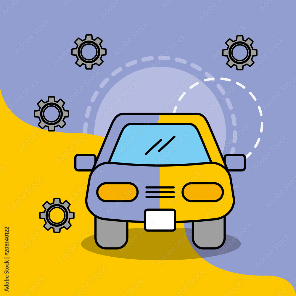 Sticker car service maintenance painting work vector illustration