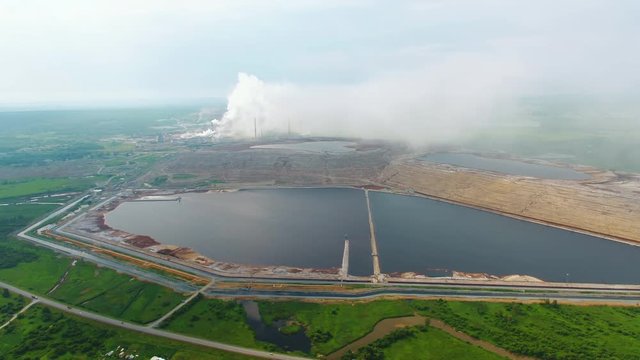 Aerial view ofIndustrial view at oil refinery plant form industry zone. Achinsk Alumina Combine 4k
