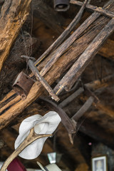 Old white hat on display
