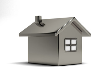 Silver House Real Estate. 3D Rendering Illustration