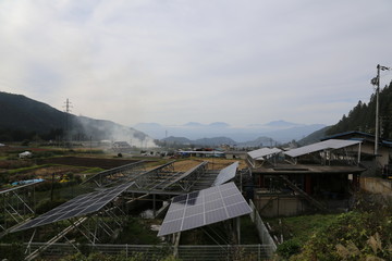 Solar Panels in Field in Rurual Japan