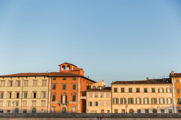 Fototapeta na wymiar landmark with ancient buildings in historical city, Pisa, Italy