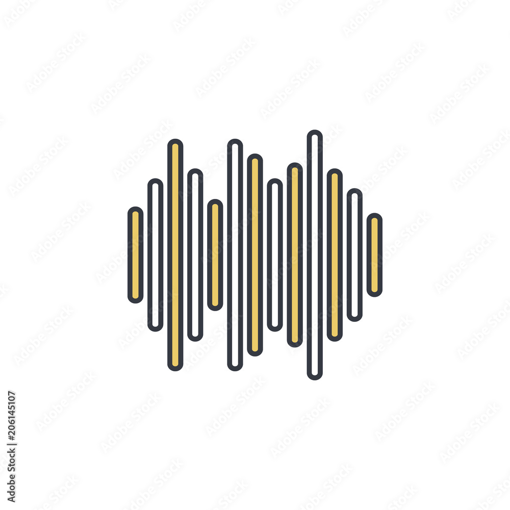 Aufkleber sound waves icon. element of web icon with one color for mobile concept and web apps. thin line soun