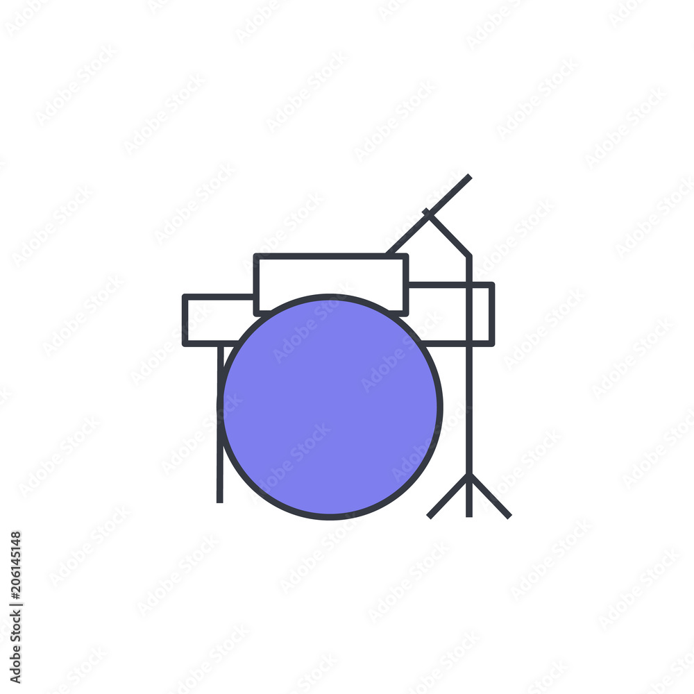 Aufkleber drums icon. element of web icon with one color for mobile concept and web apps. thin line drums icon