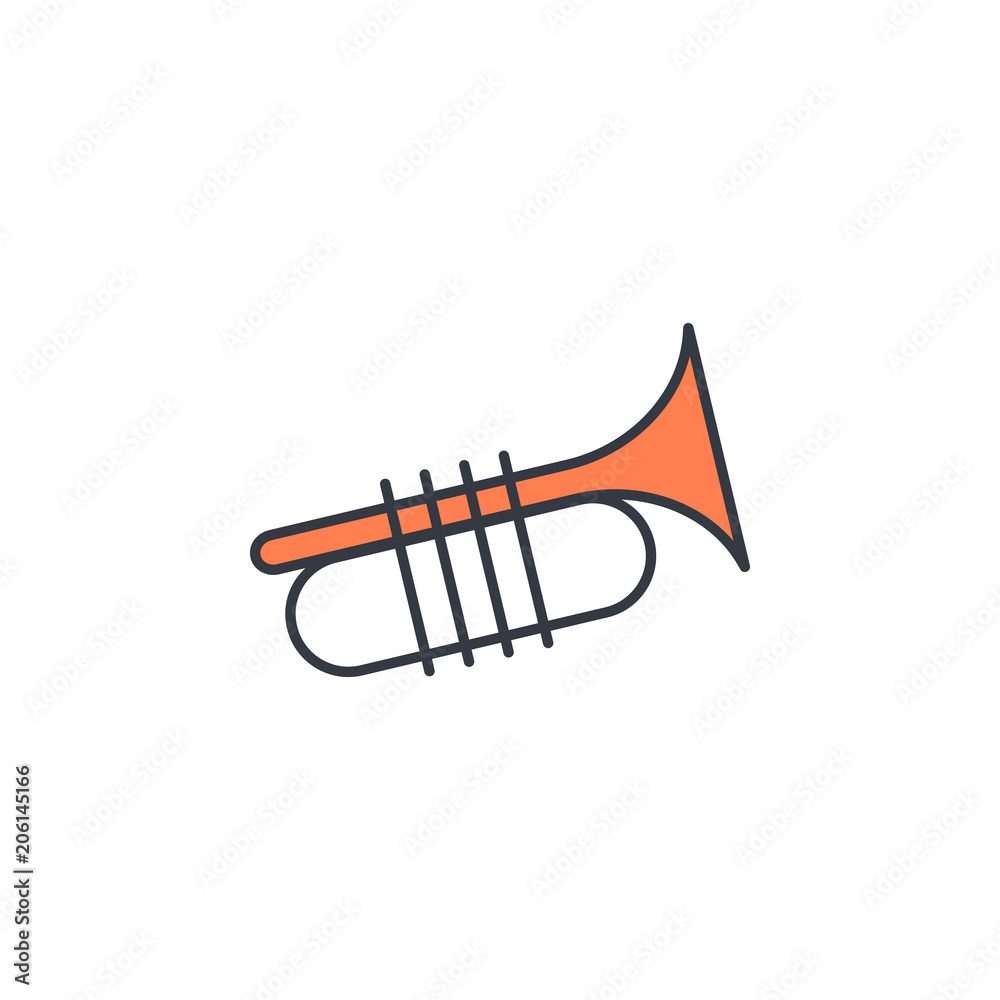 Aufkleber trombone icon. element of web icon with one color for mobile concept and web apps. thin line trombon