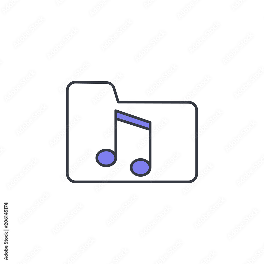 Poster folder with music icon. element of web icon with one color for mobile concept and web apps. thin lin