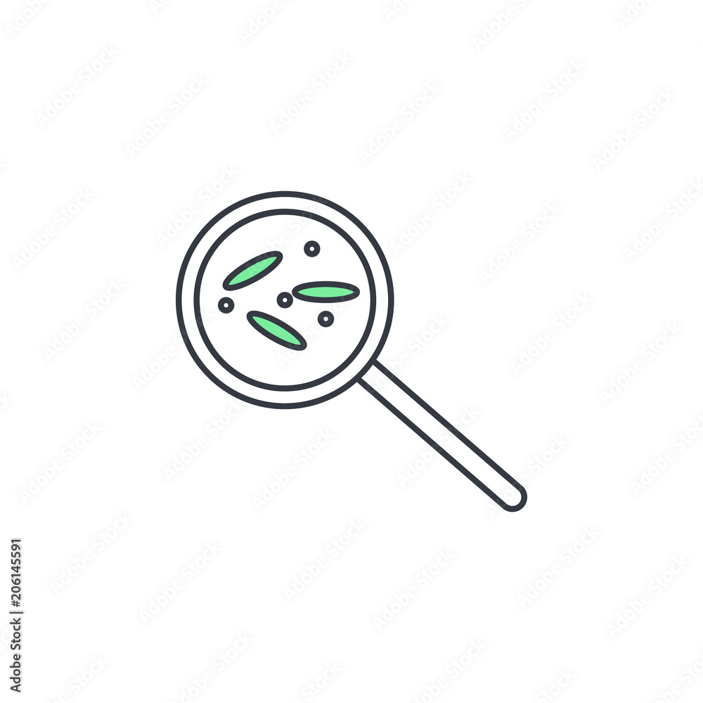 Aufkleber bacteria under the microscope icon. element of web icon with one color for mobile concept and web ap