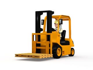 フォークリフトを操作する男性