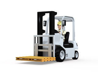 フォークリフトを操作する男性
