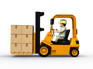 フォークリフトを操作する男性