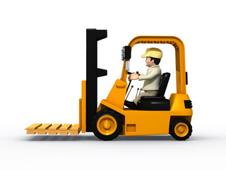 フォークリフトを操作する男性