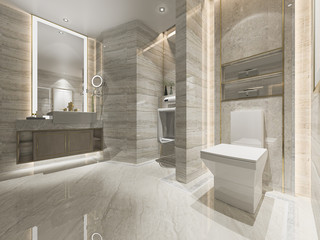3d rendering luxury modern design bathroom and toilet