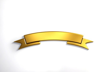 Gold Ribbon Banner for Your Text. 3D Rendering Illustration