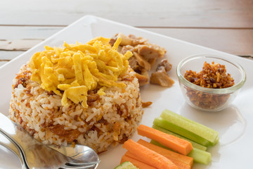 Rice Mixed with shrimp paste, favorite thai delicious menu