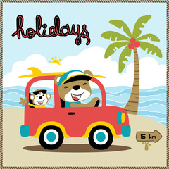 vector cartoon of funny animals holiday time