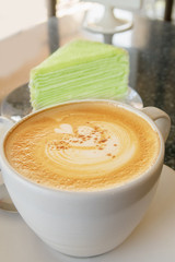 Beauty latte art or cappuccino coffee cup