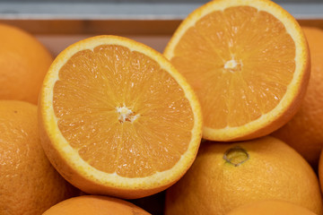 sliced open fresh juicy orange