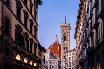 view of the Duomo cathedral and bell tower in florence, italy