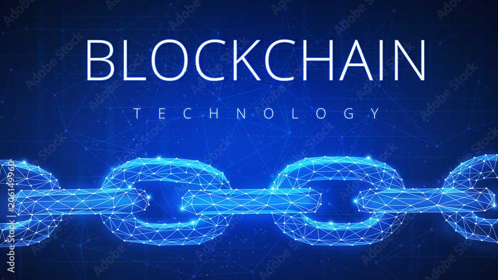 Poster polygonal blockchain futuristic hud banner. crypto technology data link, cryptography, secure busine