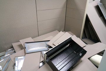 close up on cubicle under renovation