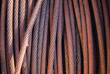 Background with a coiled steel cable.
