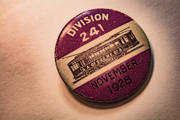 Antique Pinback Button Chicago Trolley Union Member