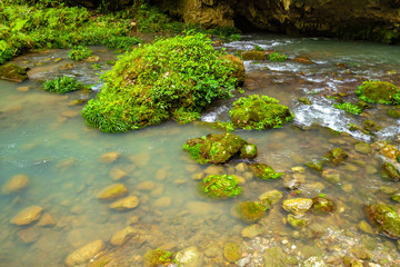 A stream pool in a deep mountain