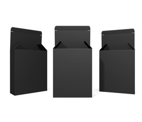 Blank open vertical paper or cardboard box template standing on white background Packaging collection. 3d illustration.