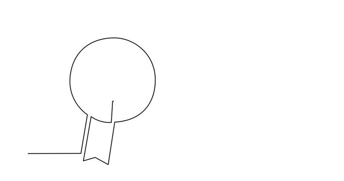 Self drawing animation of continuous line drawing of ribbon rosette