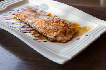 Salmon roasted soy sauce