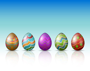 Decorated Easter eggs on a white background