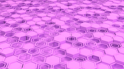 Fototapeta premium Abstract 3d background made of purple hexagons