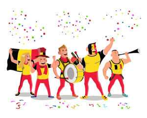 Cheerful Belgium National Football Team Supporters Crowd Having Celebrations