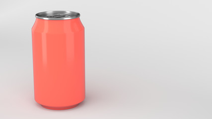 Blank small red aluminium soda can mockup on white background