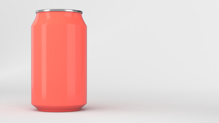 Blank small red aluminium soda can mockup on white background