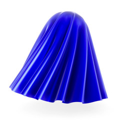 Blue cloth cover sphere. 3d rendering on white background.